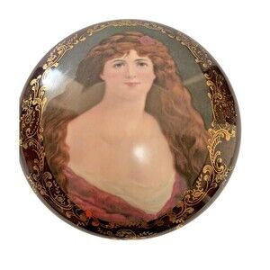 1920's Royal Vienna Porcelain Trinket Box With Auburn Haired Lady Portrait‎